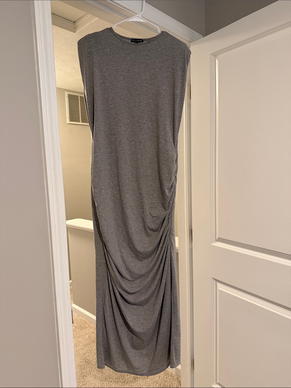 PrettyLittleThing Gray Ruched Side Maxi Dress